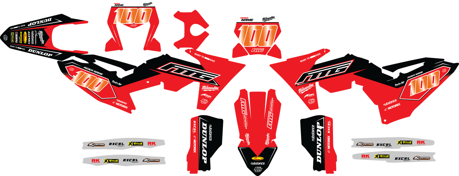 FMG Rode Milwaukee TEAM GRAFIEKSET.