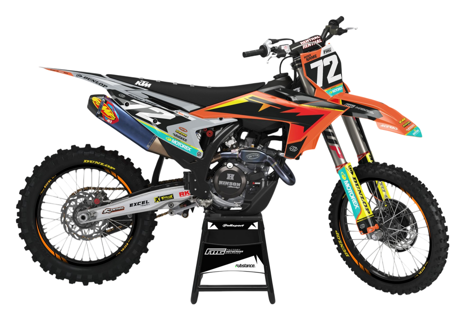 Fits KTMVelocity Grey Black & Orange Graphics Kit