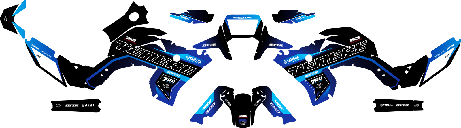 Yamaha Black & Blue Rally Graphics Tenere 700 Graphics Kit
