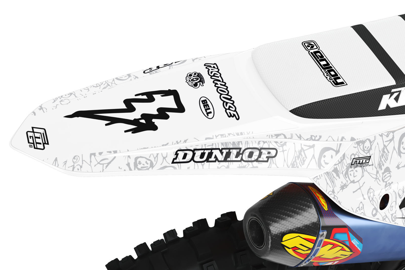 Compatible avec le kit graphique d'usine KTM Fasthouse White Mayhem