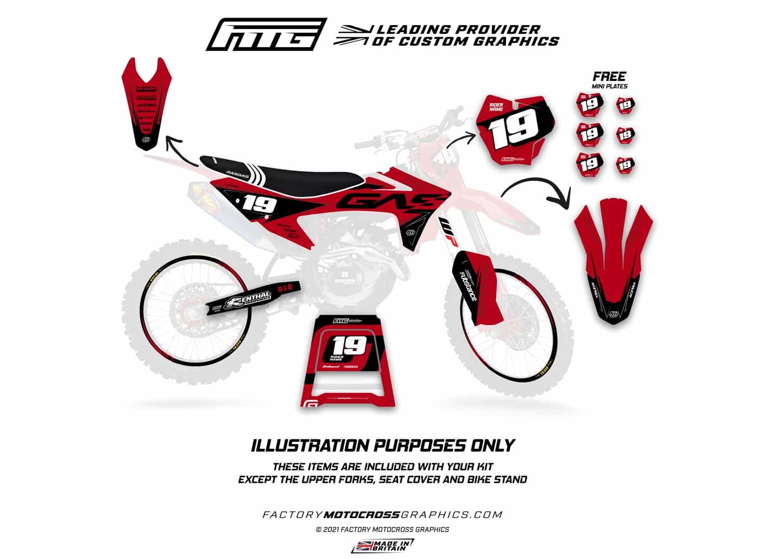 Gas Gas Carbon Strike Red Graphics Kit