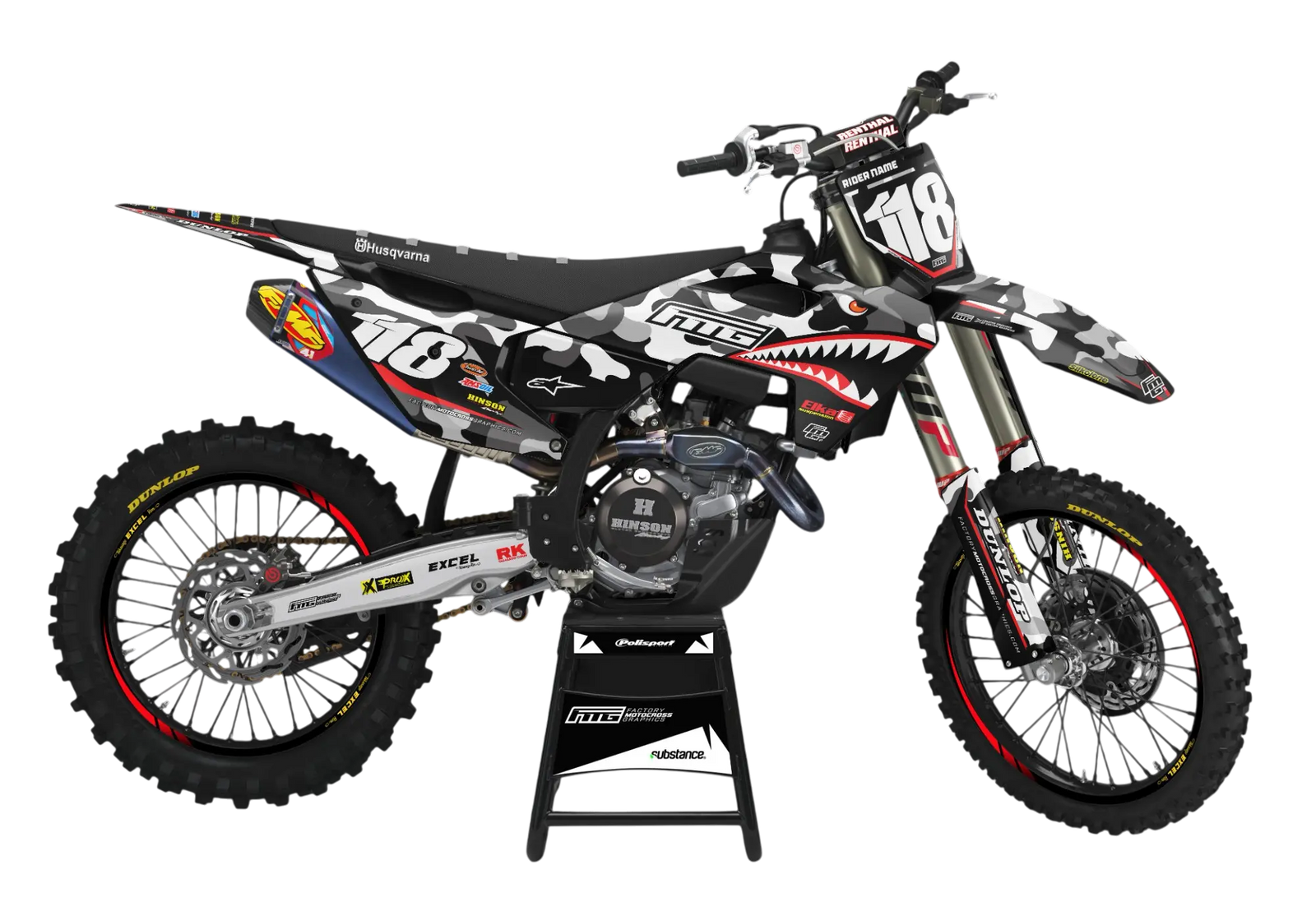 Husqvarna Shark Mouth CAMOUFLAGE GRAPHICS KIT.