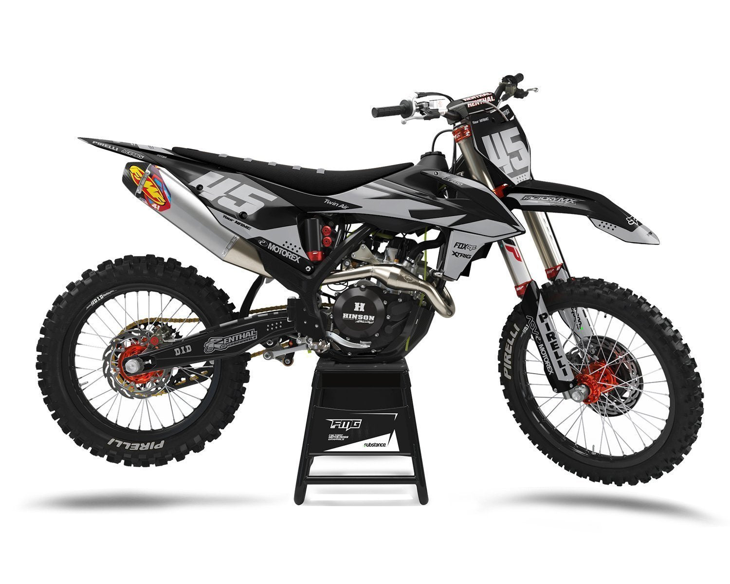 Grey Custom Motocross Graphics