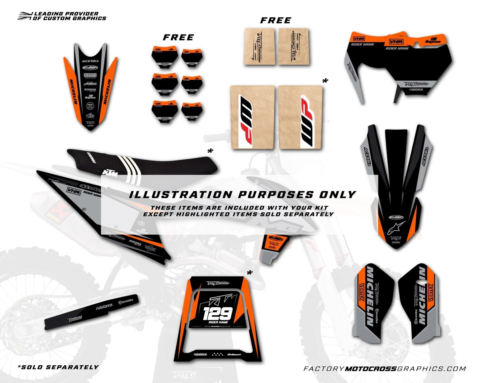 Fits KTM SX / SXF Recess Orange Graphics Kit