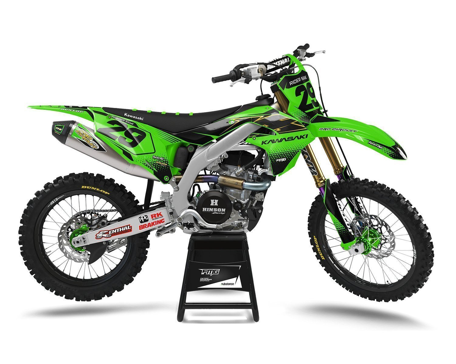 KXF Kawasaki Custom Green Graphic Stickers