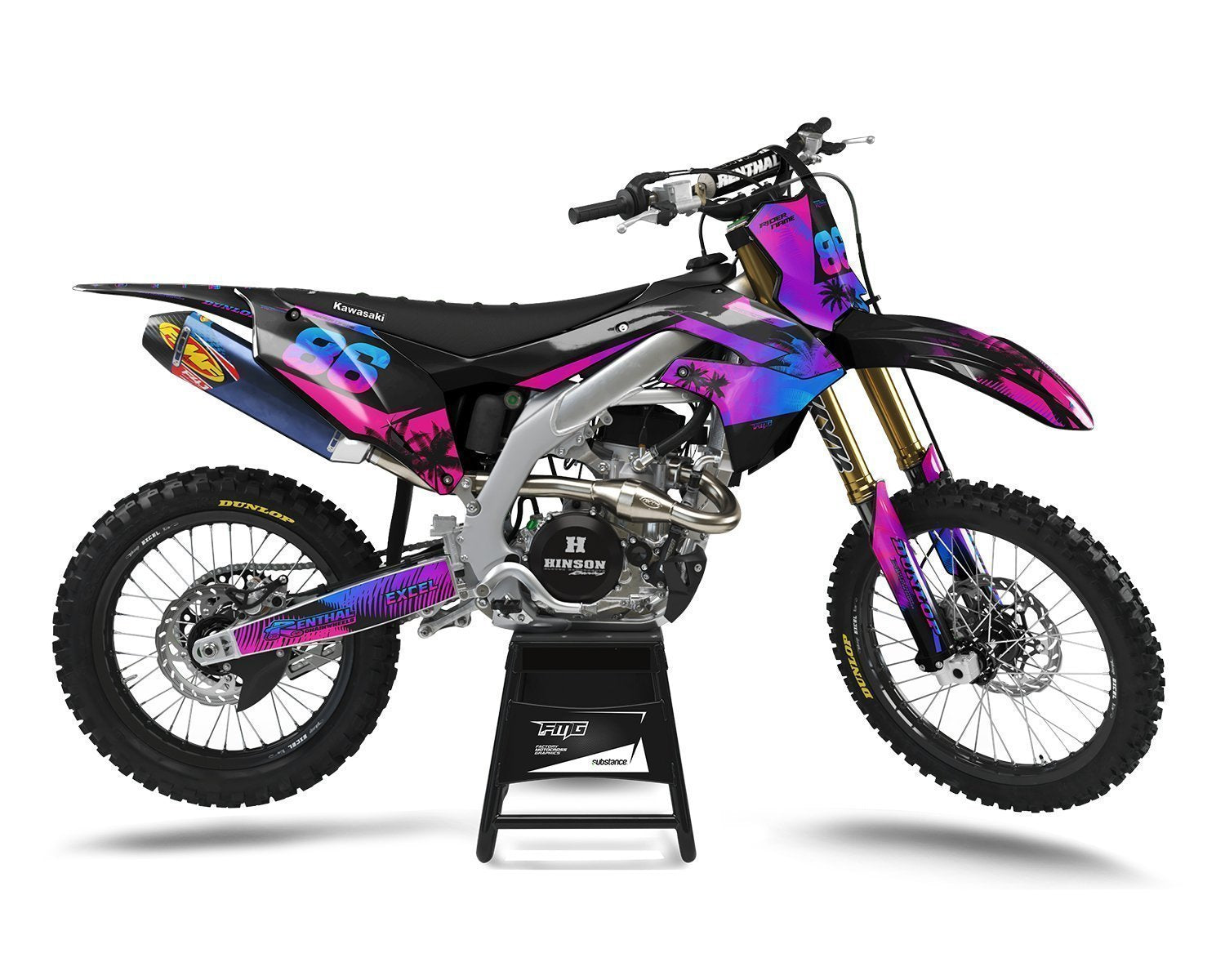 Kawasaki Miami Palm Tree Hawaii Style Mx Decals