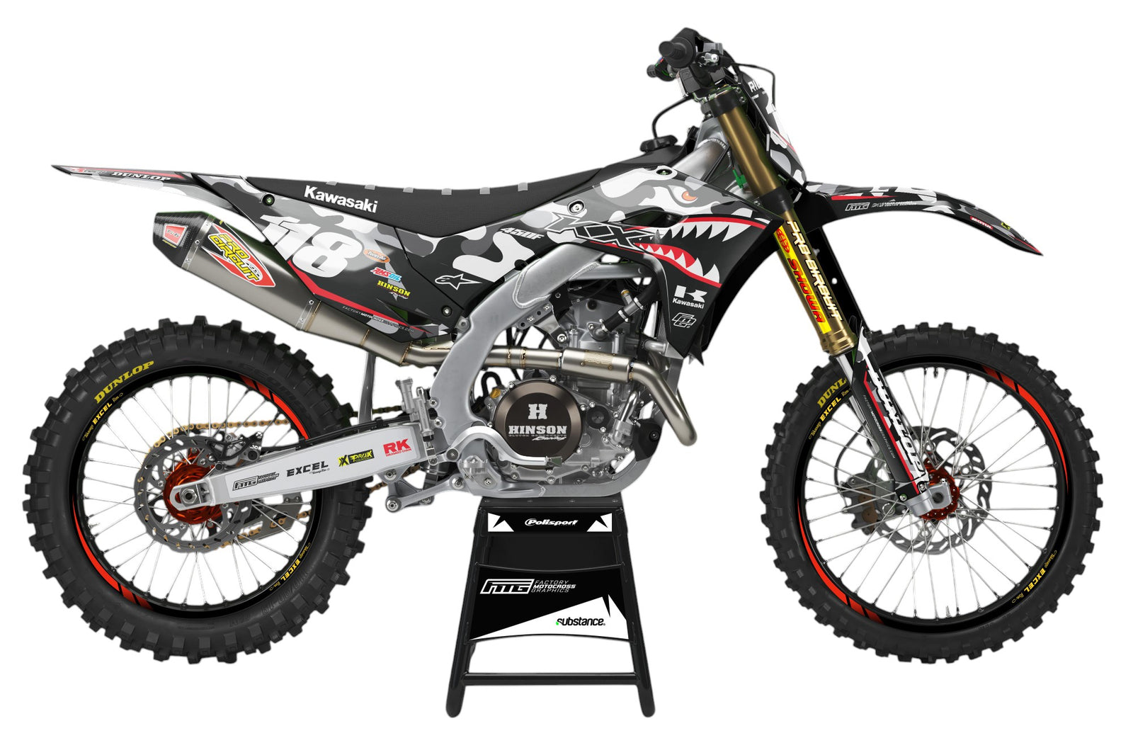 KAWASAKI Shark Mouth CAMOUFLAGE GRAPHICS KIT.