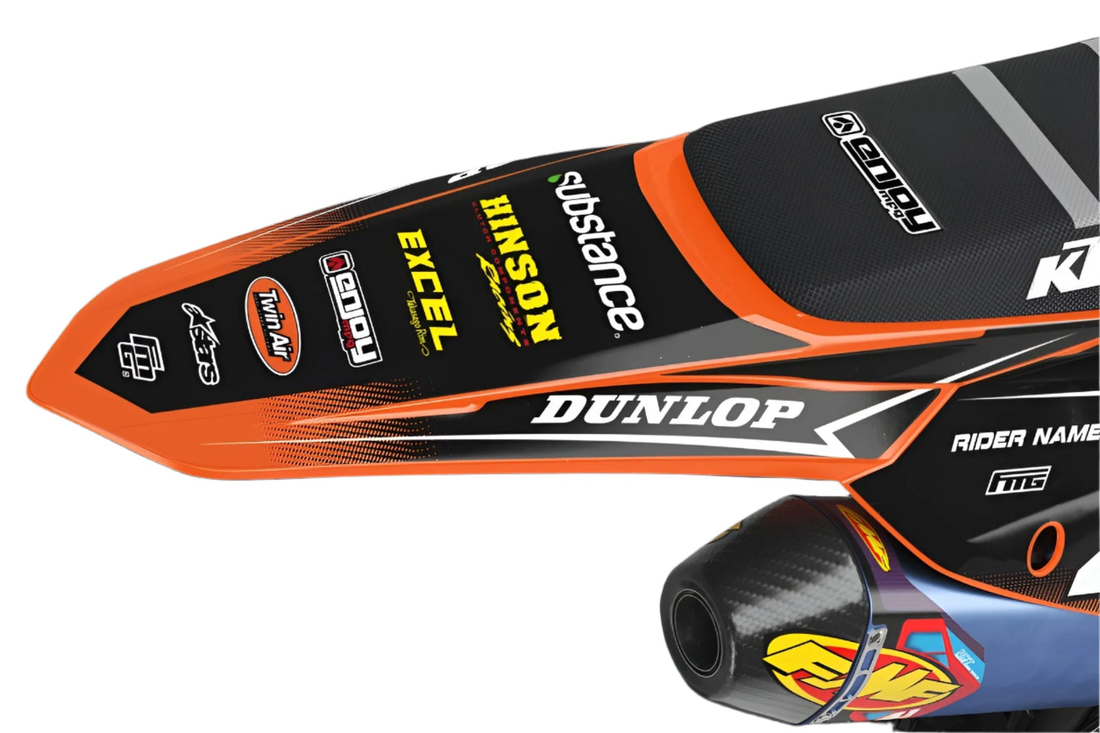 Past op KTM Velocity GB Zwart & Oranje Graphics Kit