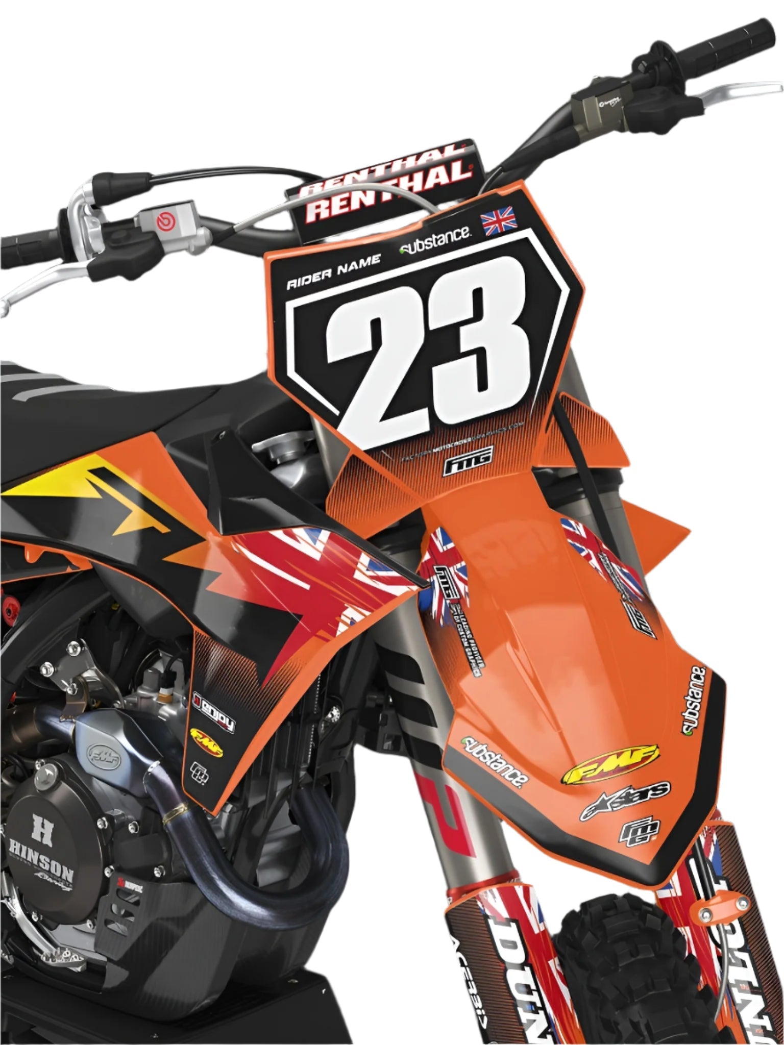 Past op KTM Velocity GB Zwart & Oranje Graphics Kit