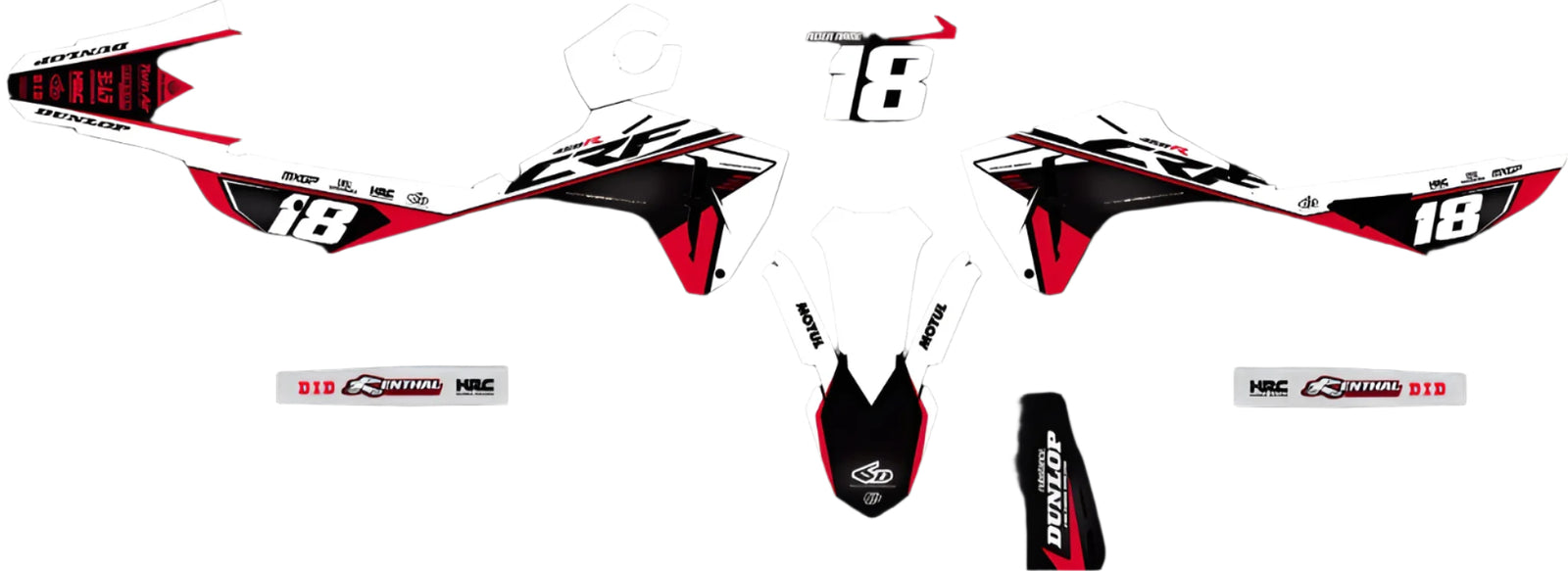 Honda CRF/CR Zwart Wit Fusion Graphics Kit