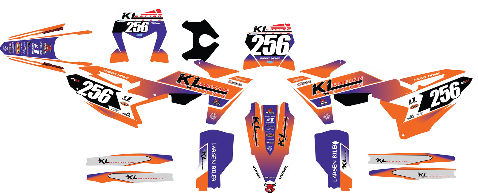 Convient aux graphiques MXGP KTM KL Racing Team 2025.