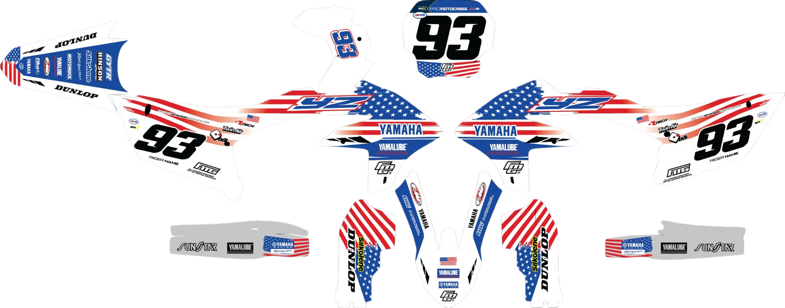 KIT GRAPHIQUE Yamaha GYTR ROUGE BLANC ET BLEU.