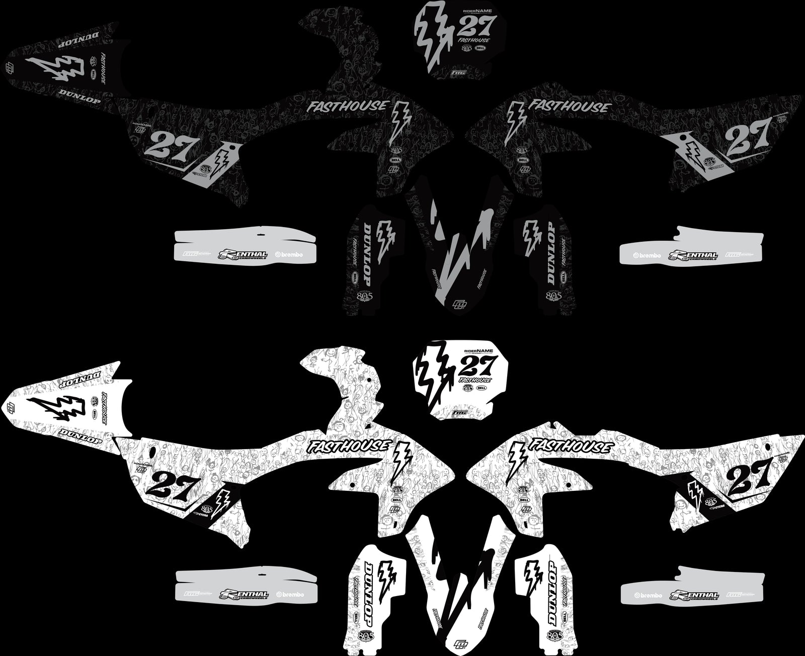 YAMAHA FASTHOUSE doodle White V1 GRAFISCHE KIT.