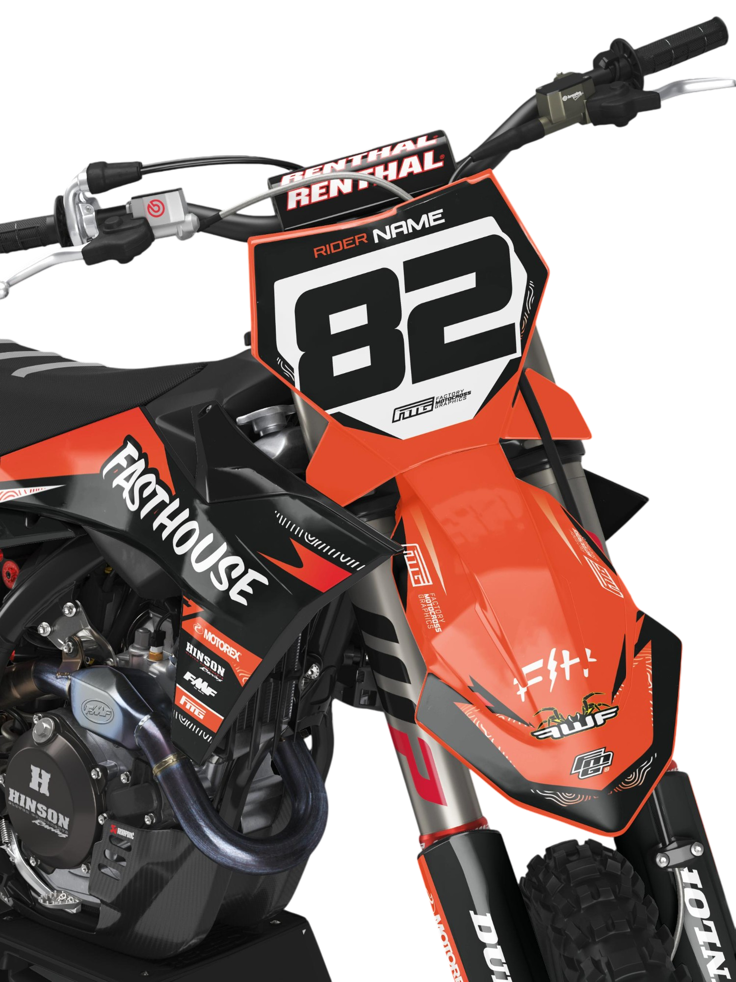 FASTHOUSE Past op KTM Oranje & Zwarte GRAPHICS KIT.