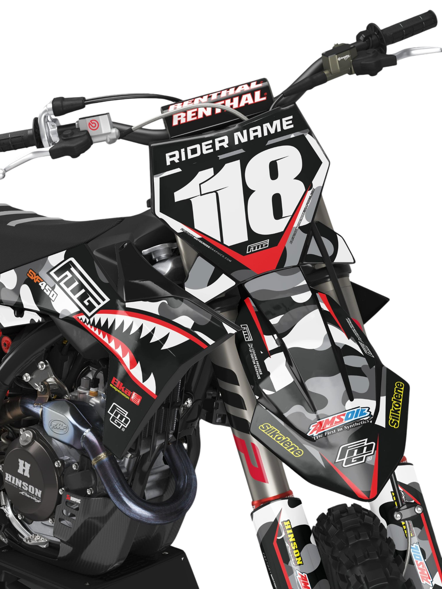 Fits KTM Shark Mouth CAMOUFLAGE GRAPHICS KIT.