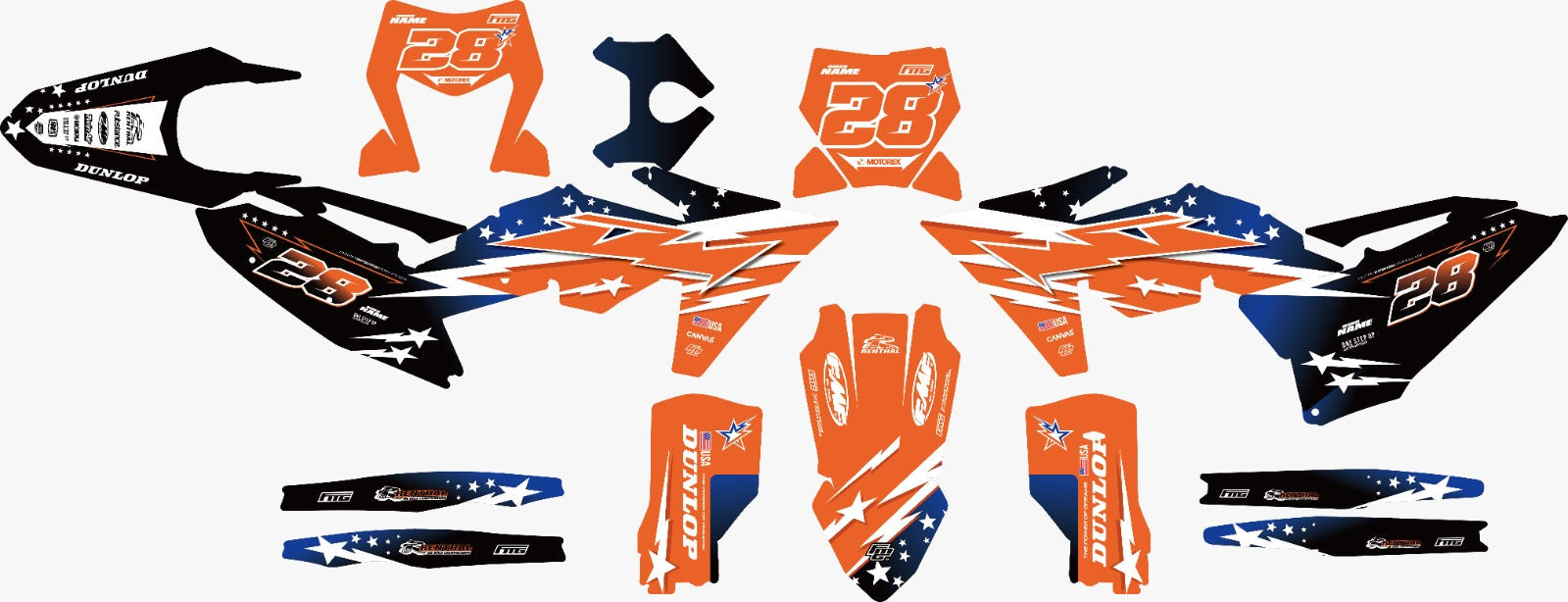 Geschikt voor KTM Stars & Stripes TEAM GRAPHICS KIT.