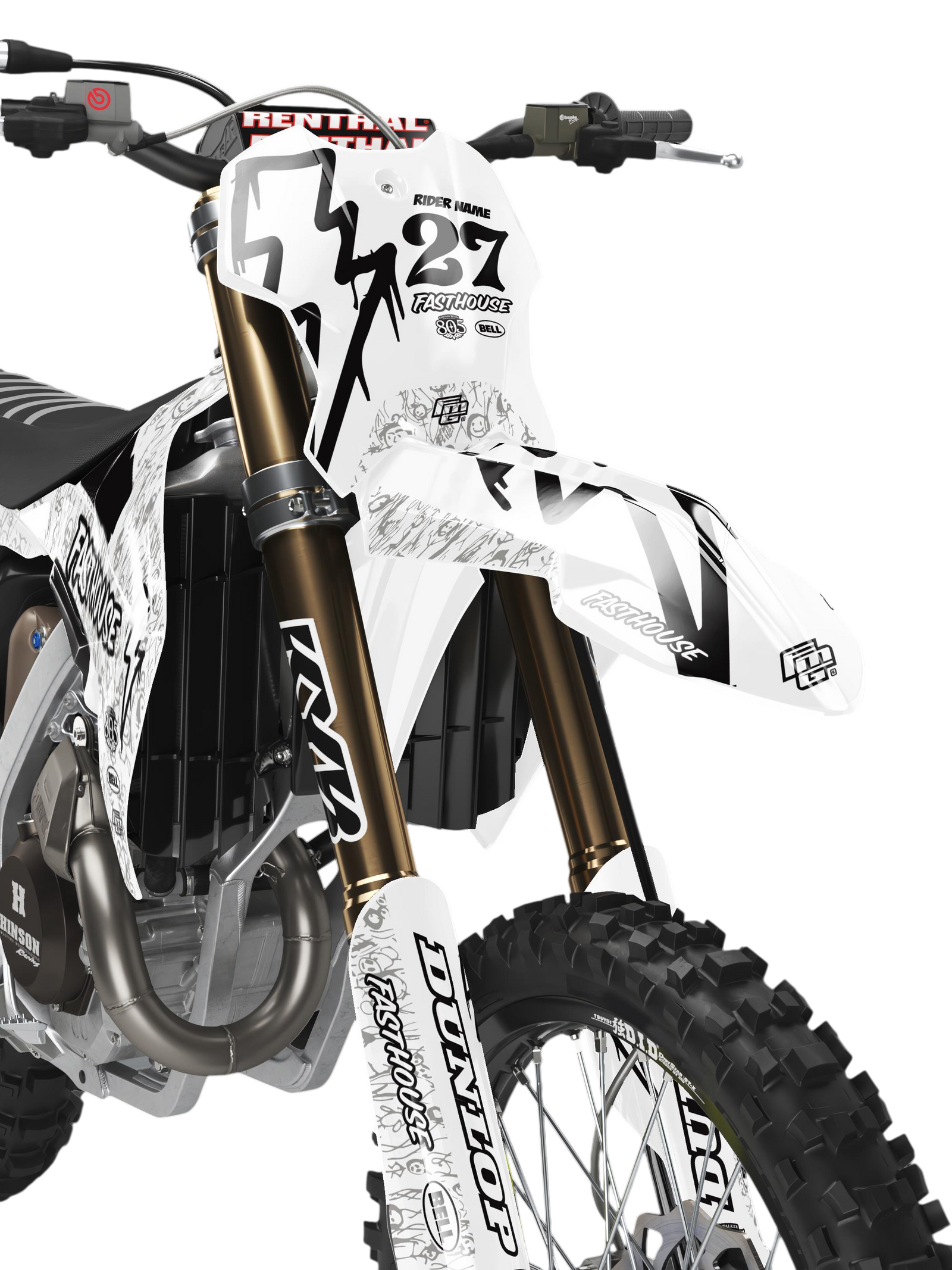 TRIUMPH FASTHOUSE DOODLE White VI GRAPHICS KIT. TF FACTORY MOTOCROSS GRAPHICS