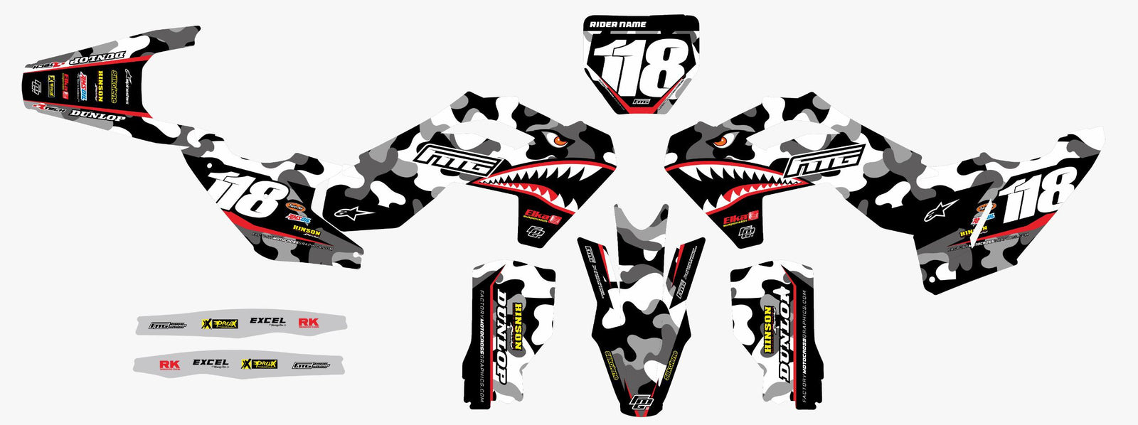Husqvarna Shark Mouth CAMOUFLAGE GRAPHICS KIT.