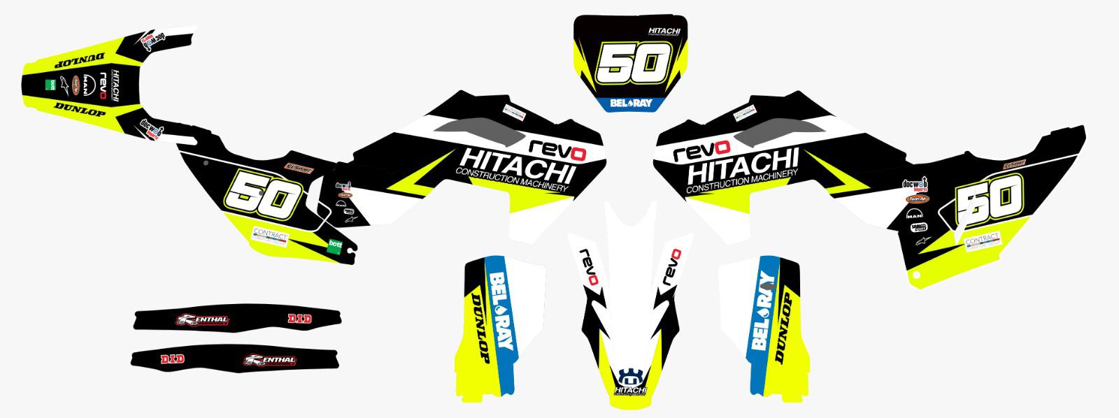 Kit de décalcomanies Hitachi Revo Factory Motocross Graphics