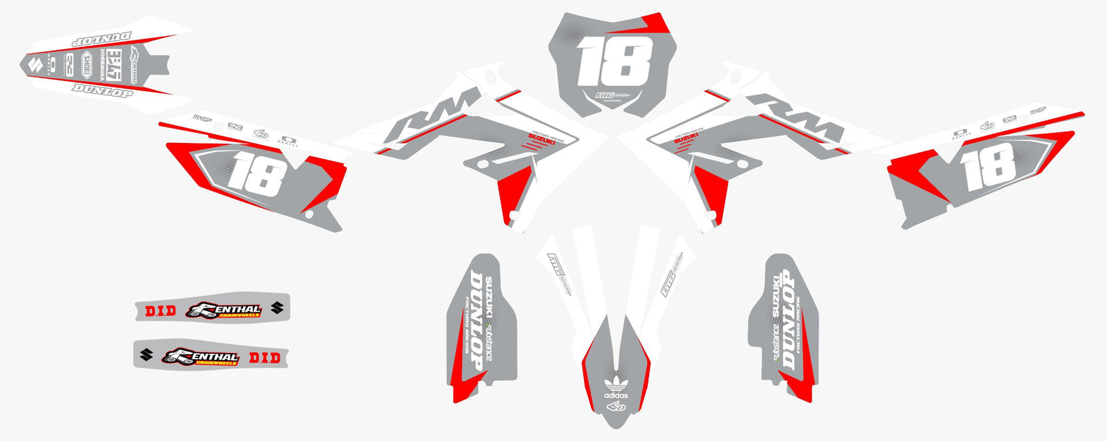 Suzuki White RM Graphics Kit