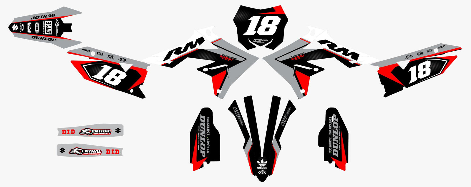 Suzuki Grey RM Graphics Kit