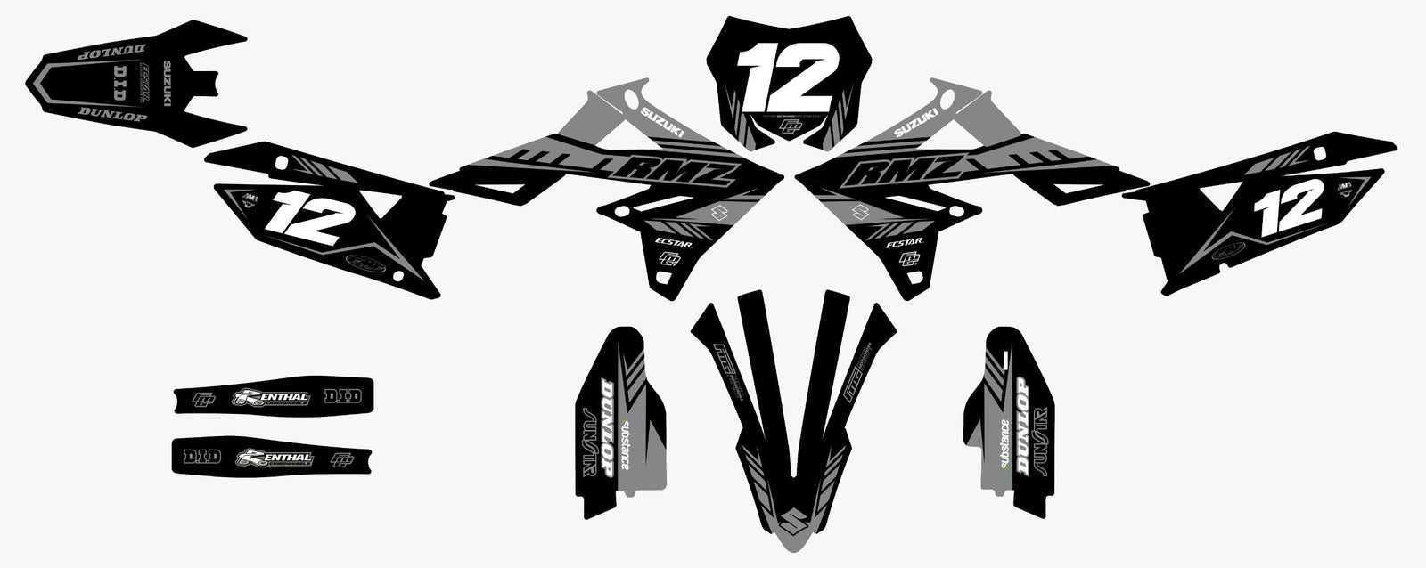 Suzuki Black Taft Graphics Kit
