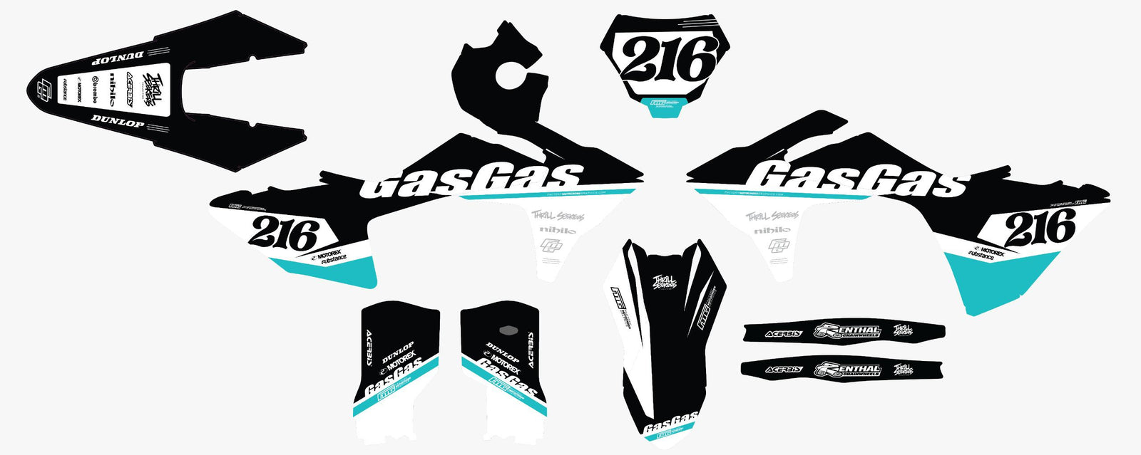 Gas Gas Black Classic Graphics Kit