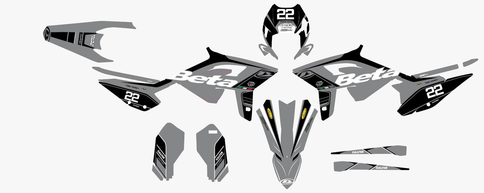 Beta Factory Grey Enduro Graphics Kit