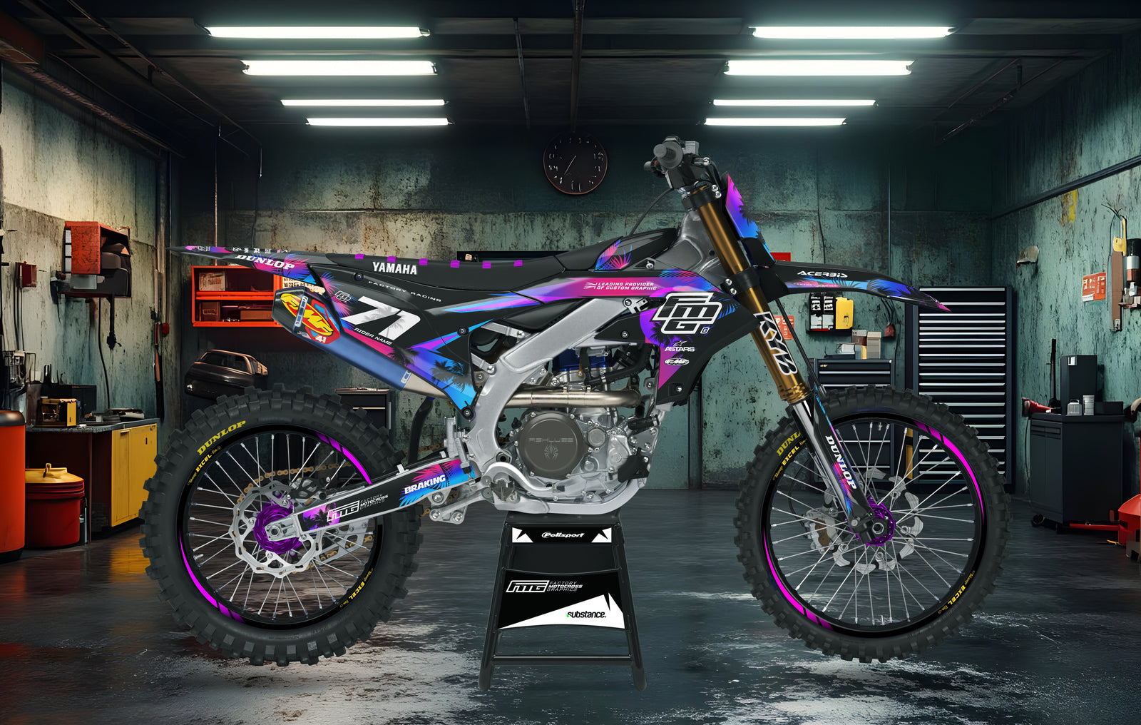 Yamaha YZ YZF Zwarte Palm Graphics Kit