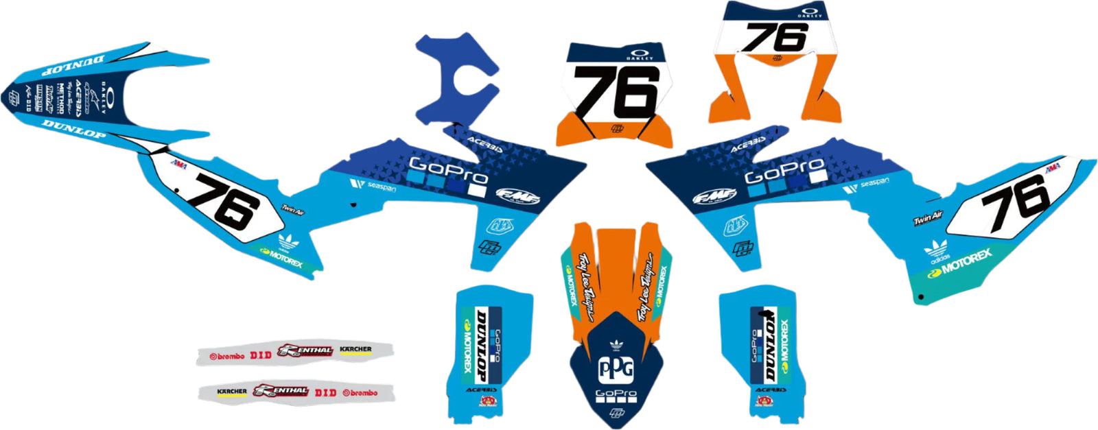 Fits KTM SX / SXF Blue TLD Graphics Kit