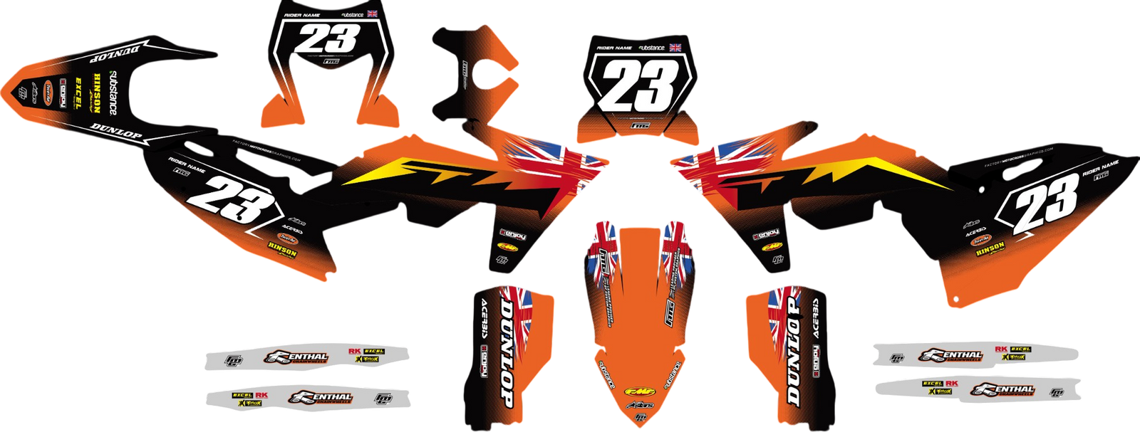 Fits KTM Velocity GB Black & Orange Graphics Kit
