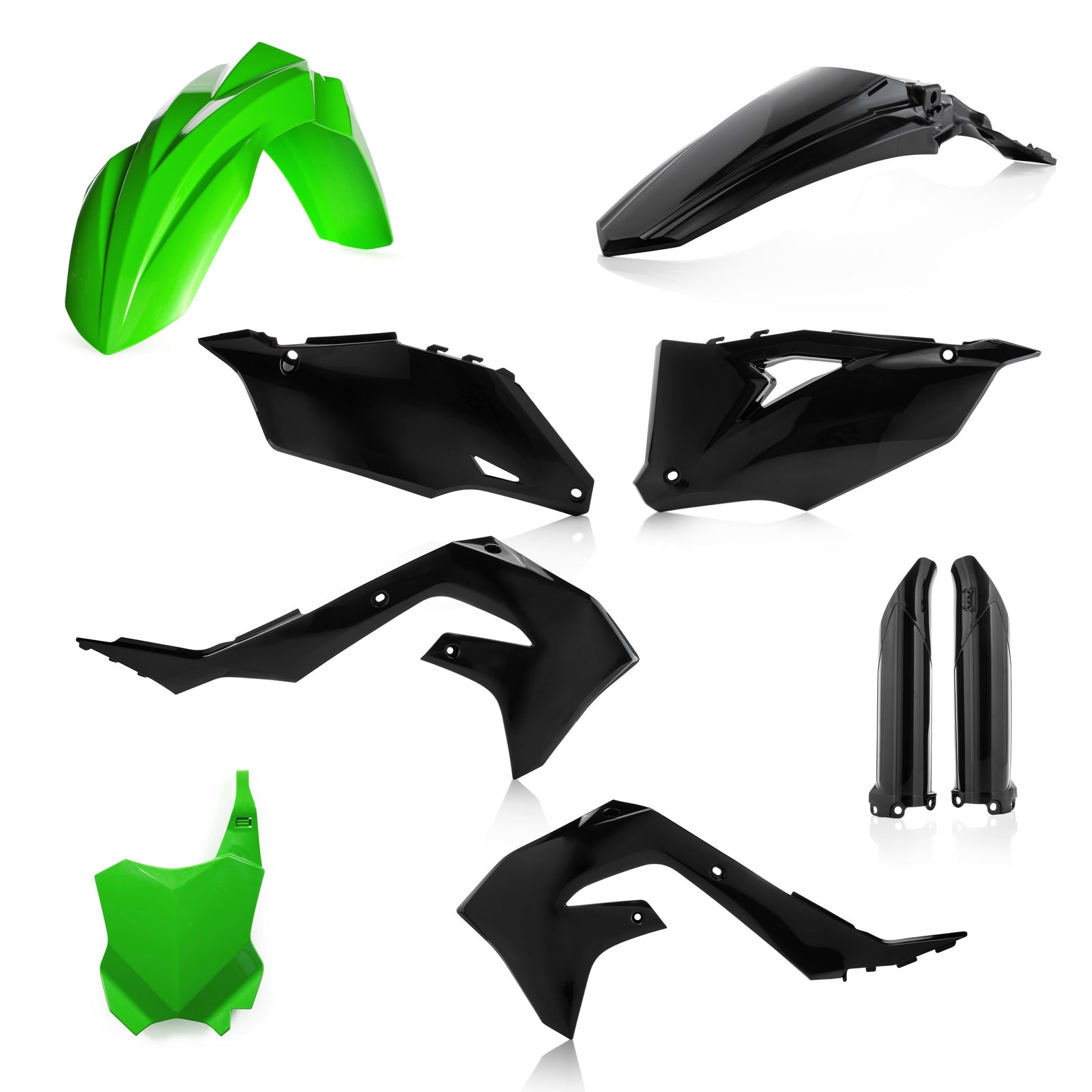 FULL PLASTIC KIT BLACK/GREEN FOR KAWASAKI