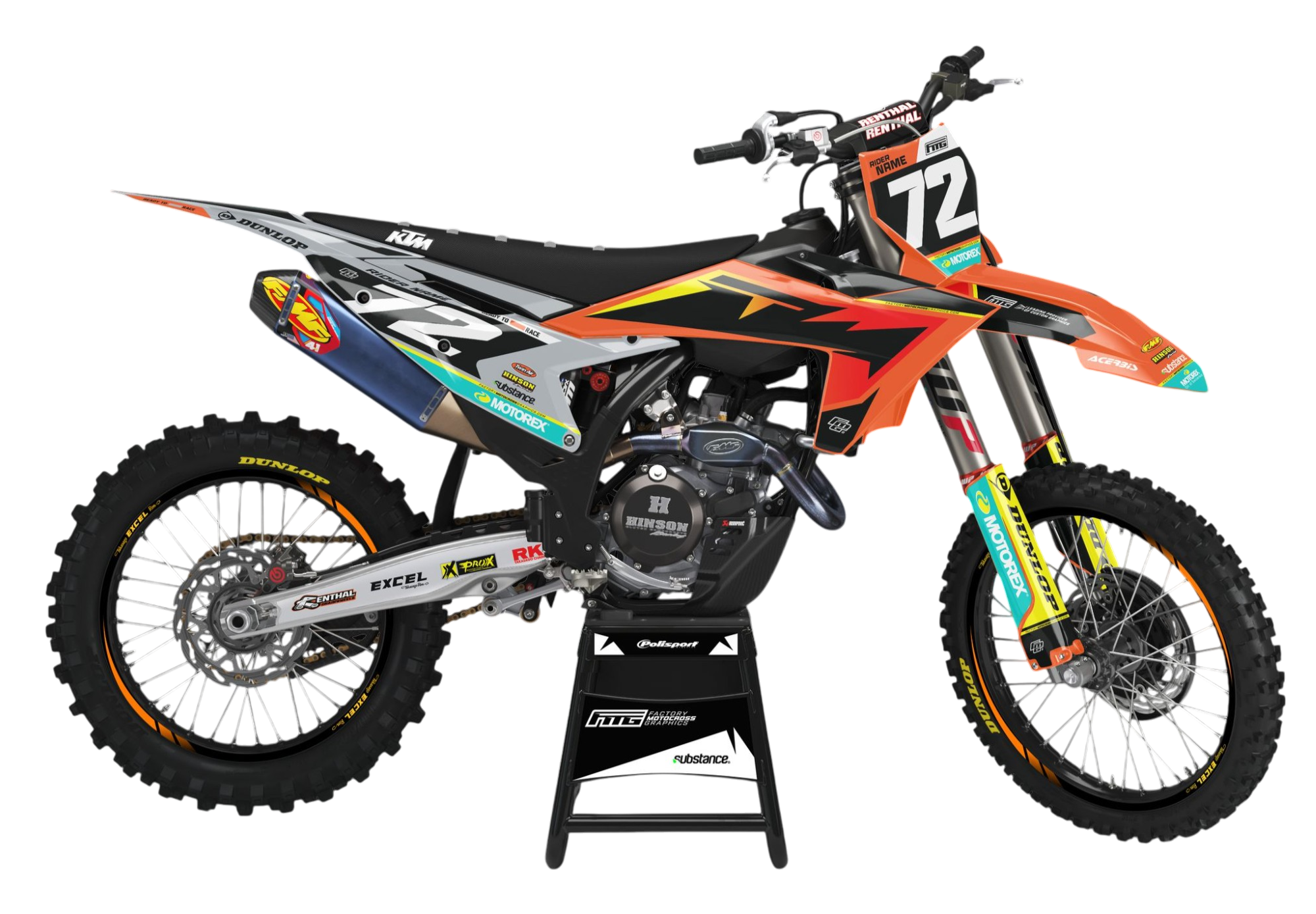 Fits KTMVelocity Grey Black & Orange Graphics Kit
