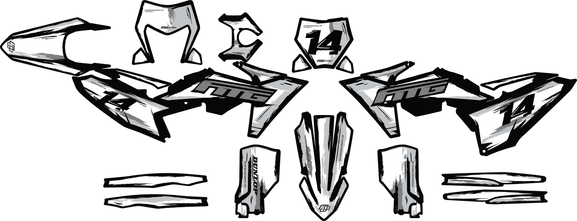 Fits KTM 2025 TOON BLACK & WHITE GRAPHICS KIT.