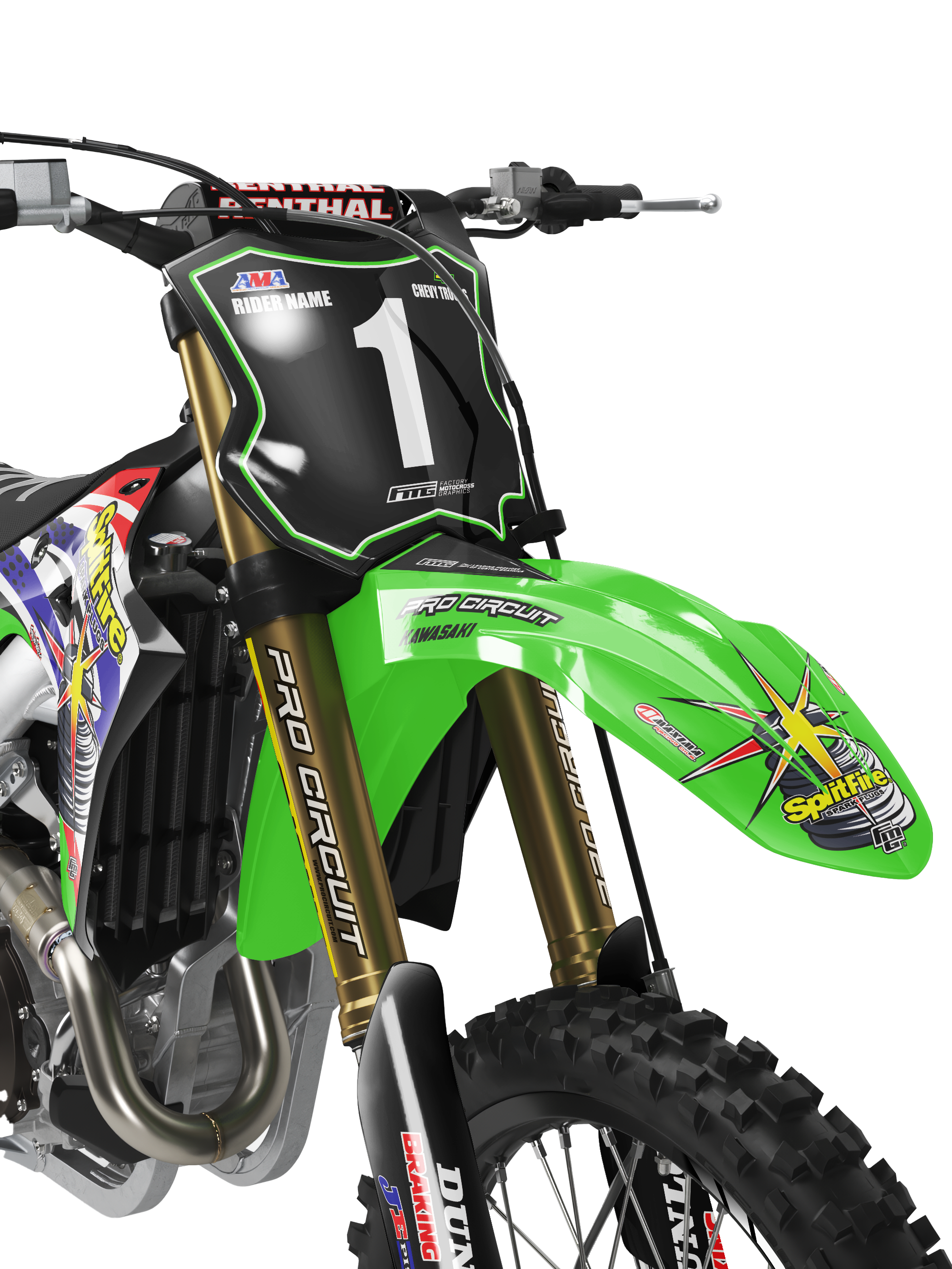 KAWASAKI Splitfire Team GRAPHICS Kit KX KLX KXF Factory Motocross Graphics