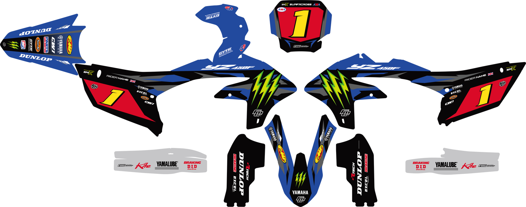 Factory Yamaha Graphics HD Edition.  YZ YZF PW TR WR WRF FACTORY MOTOCROSS GRAPHICS