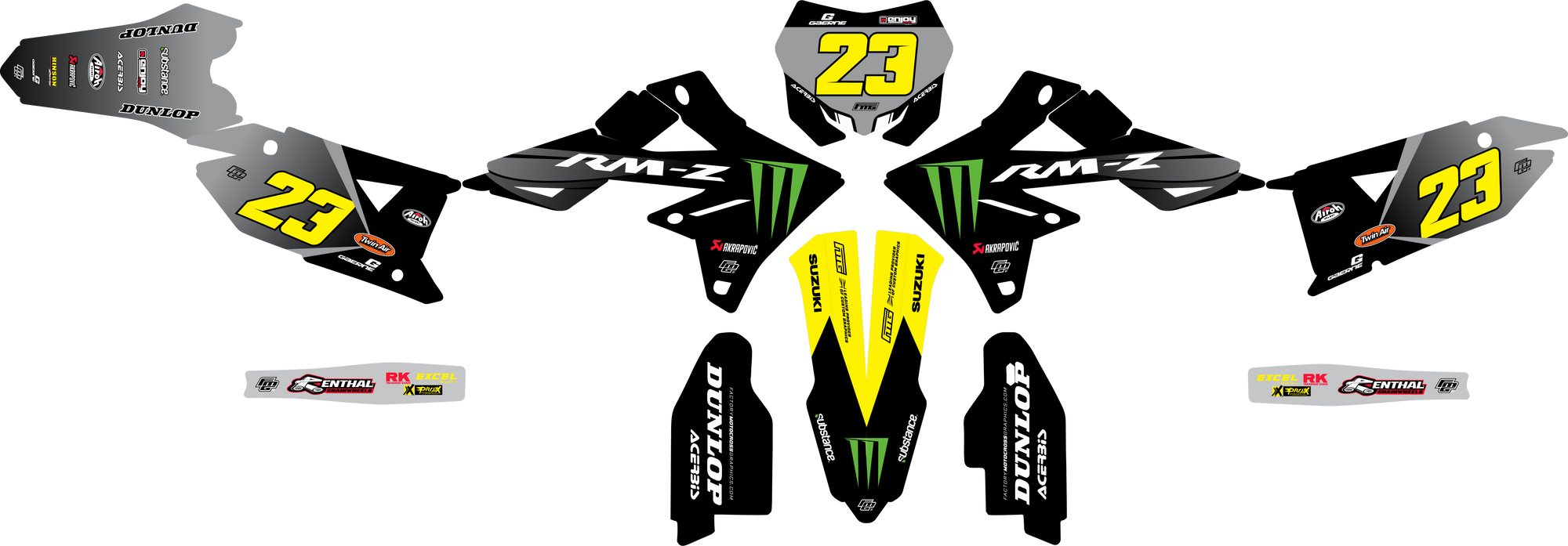 SUZUKI 2025 FMG FACTORY EDITION GRAPHICS KIT.RM RMZ RMX DRZ FACTORY MOTOCROSS GRAPHICS