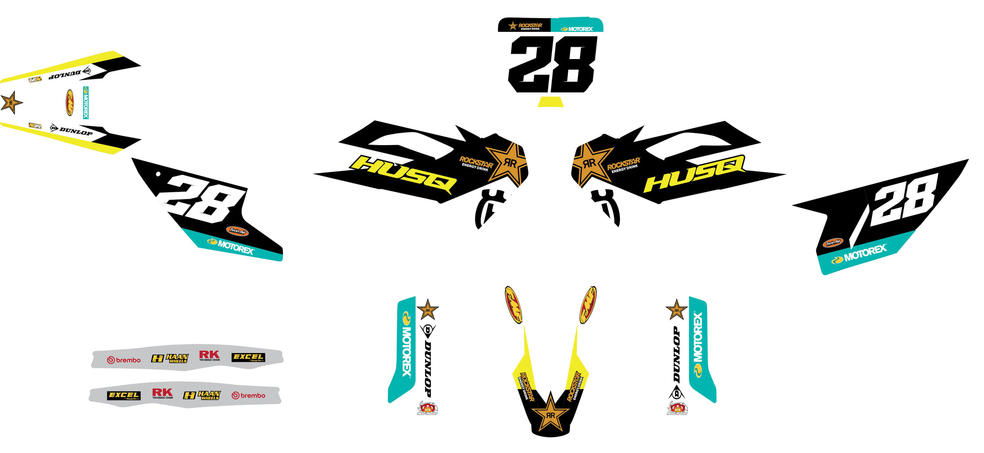 HUSOVARNA TC FC TE FE TX Rockstar 25 FACTORY GRAPHICS KIT FACTORY MOTOCROSS GRAPHICS