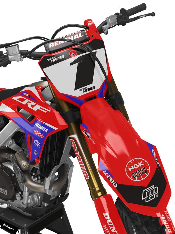 thumbnail image 2 of OGCREW Graphics Kit For Honda CRF150F 2015-2020 - Red Racing Decals 16 Mil Thickness 2 of 12