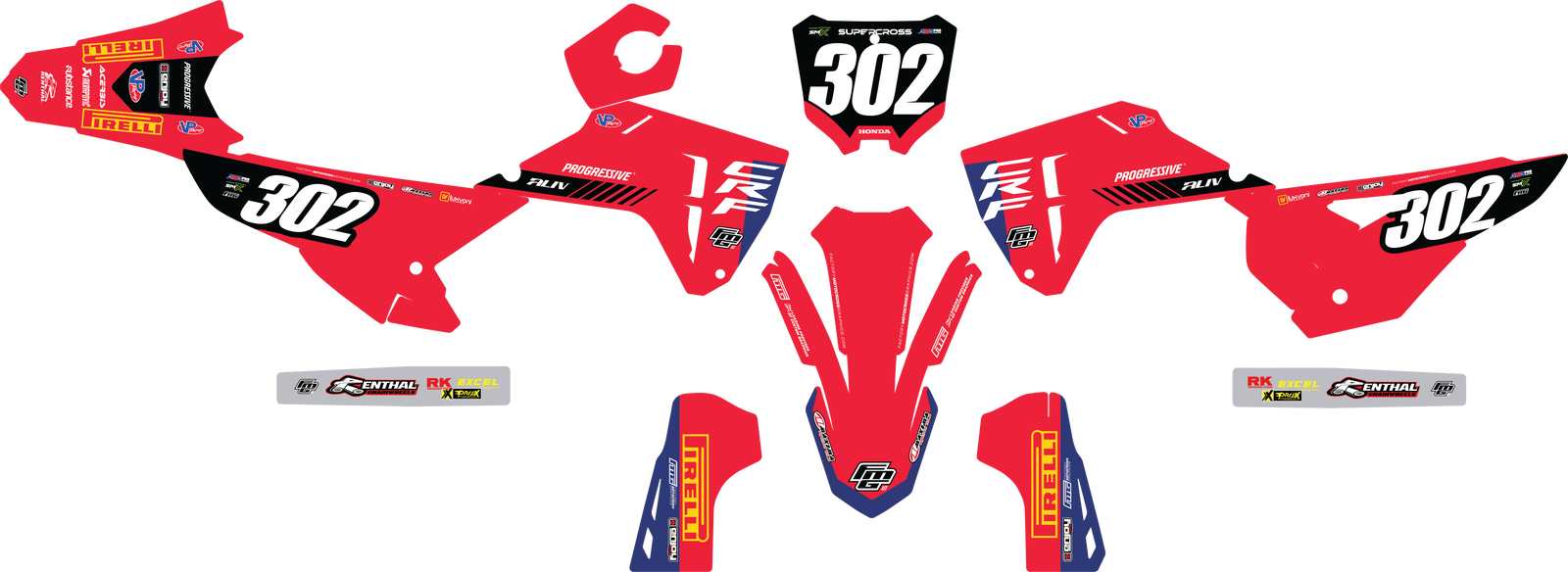 KIT GRAPHIQUE PROGRESSIF HONDA CHROME PIRELLI ÉDITION.