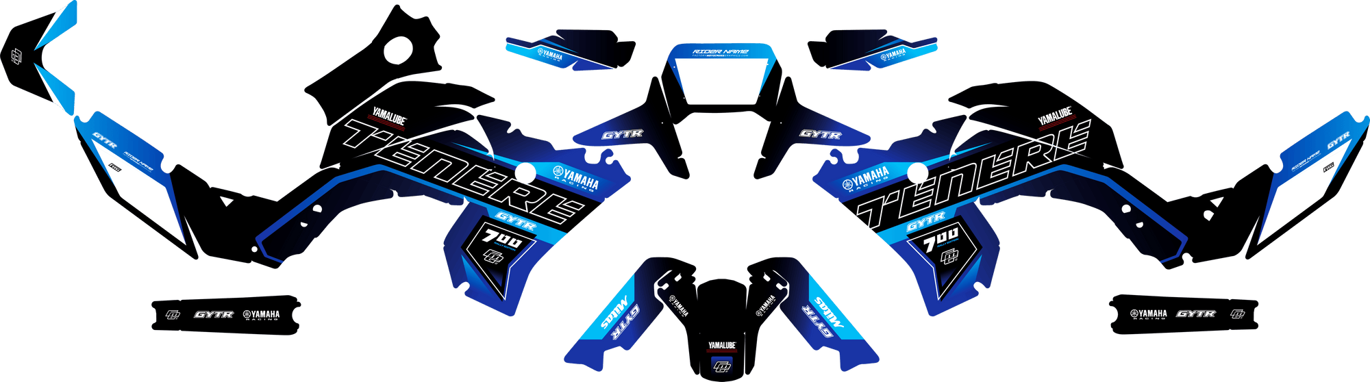 Yamaha Black & Blue Rally Graphics Tenere 700 Graphics Kit