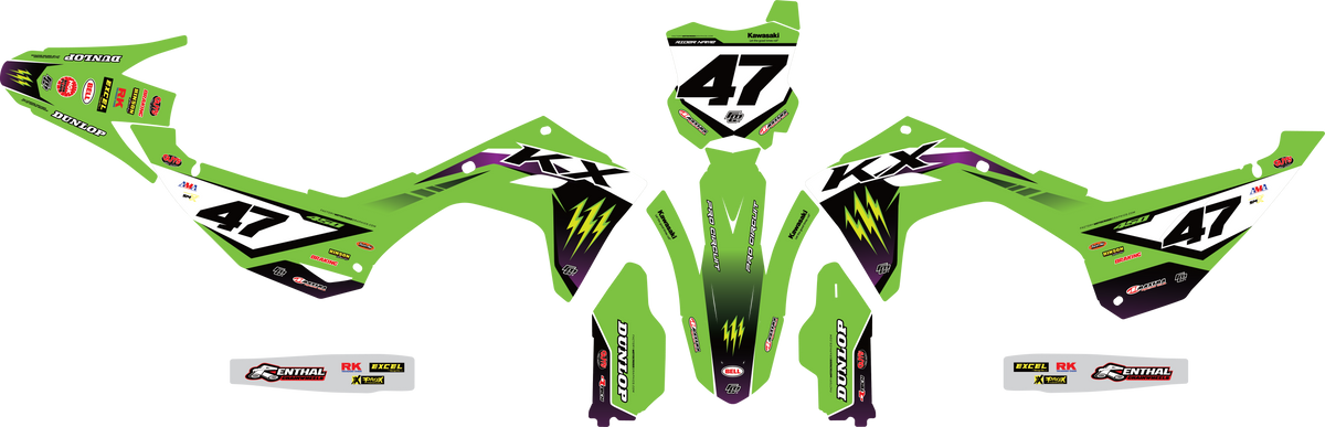 KIT GRAPHIQUE D'ÉQUIPE FACTORY KAWASAKI LK EDITION NOIR ET VERT