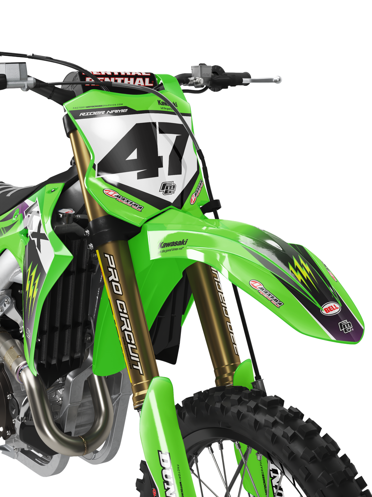 KIT GRAPHIQUE D'ÉQUIPE FACTORY KAWASAKI LK EDITION NOIR ET VERT