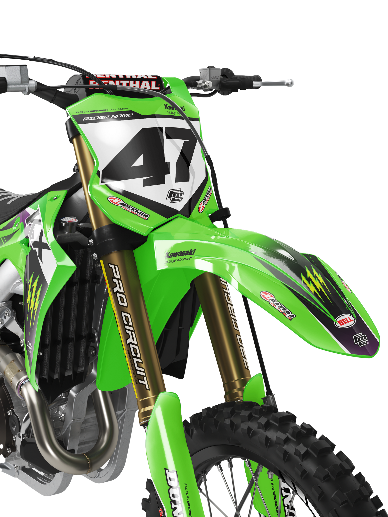 KIT GRAPHIQUE D'ÉQUIPE FACTORY KAWASAKI LK EDITION NOIR ET VERT