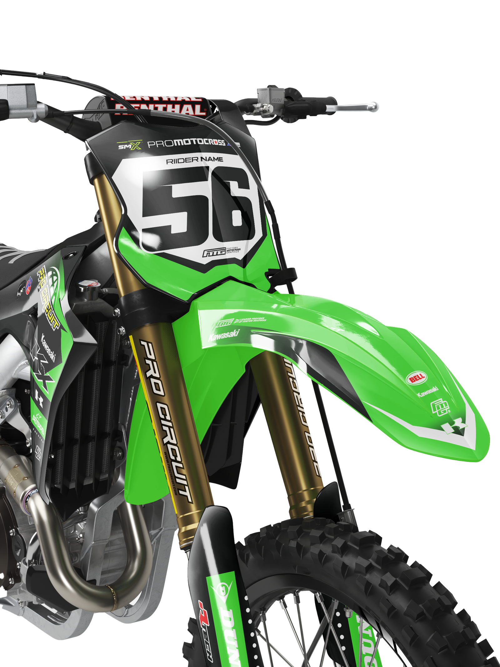 KAWASAKI ProCircuit Black & Green Team GRAPHICS KIT