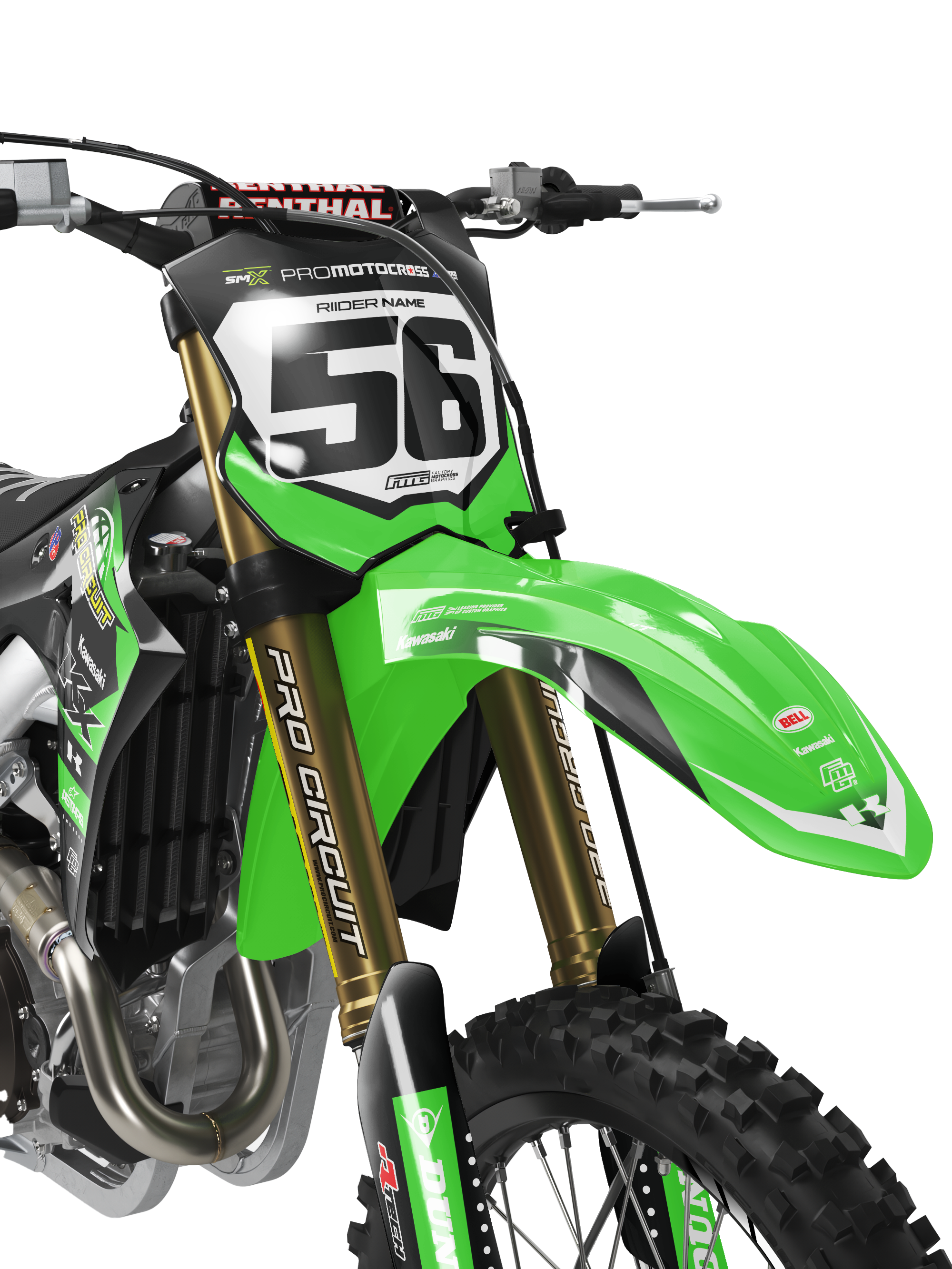 KAWASAKI KXF KX ProCircuit Black & Green Team GRAPHICS KIT FACTORY MOTOCROSS GRAPHICS