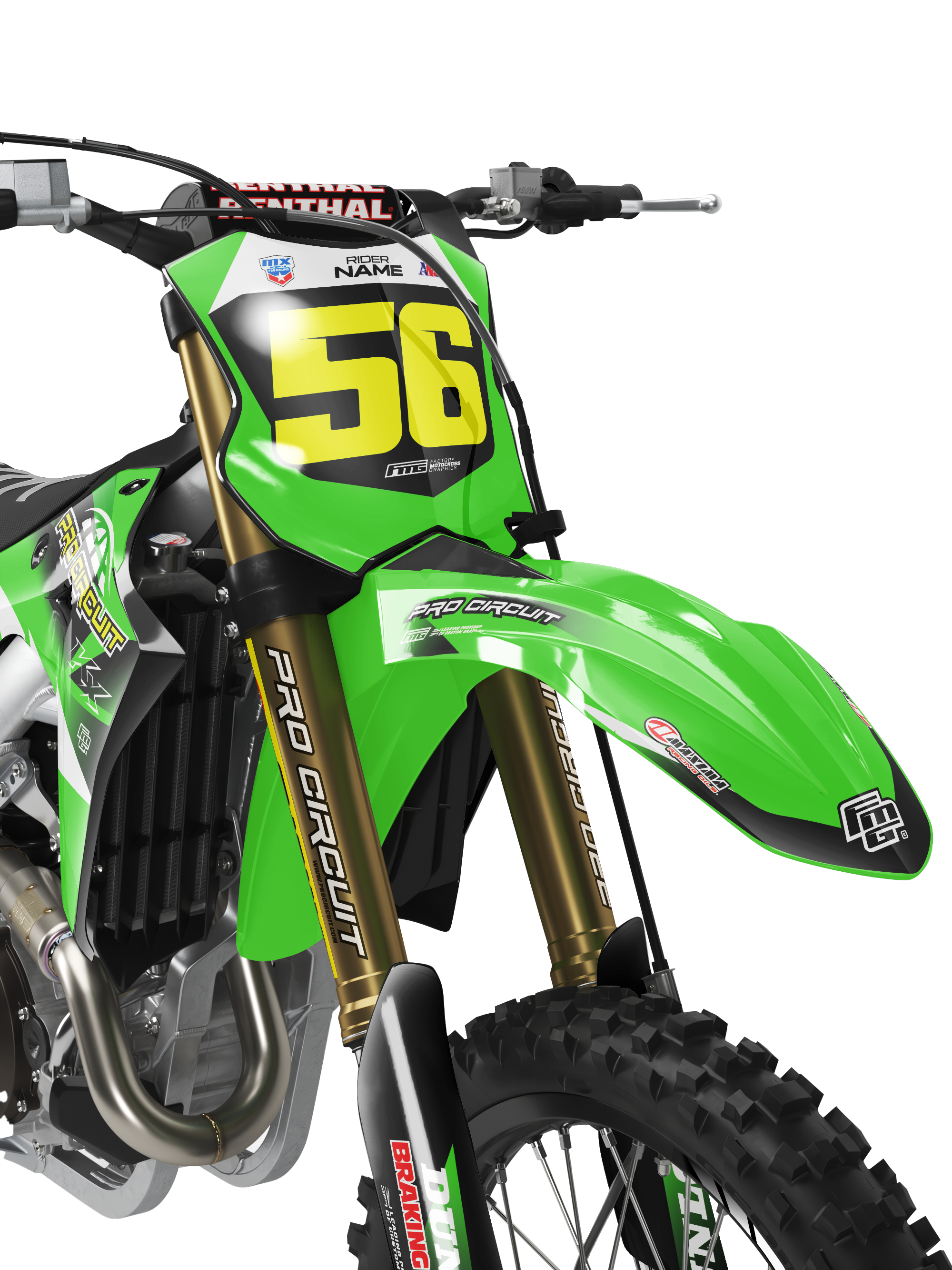 KAWASAKI KXF KX ProCircuit Green Team GRAPHICS KIT FACTORY MOTOCROSS GRAPHICS