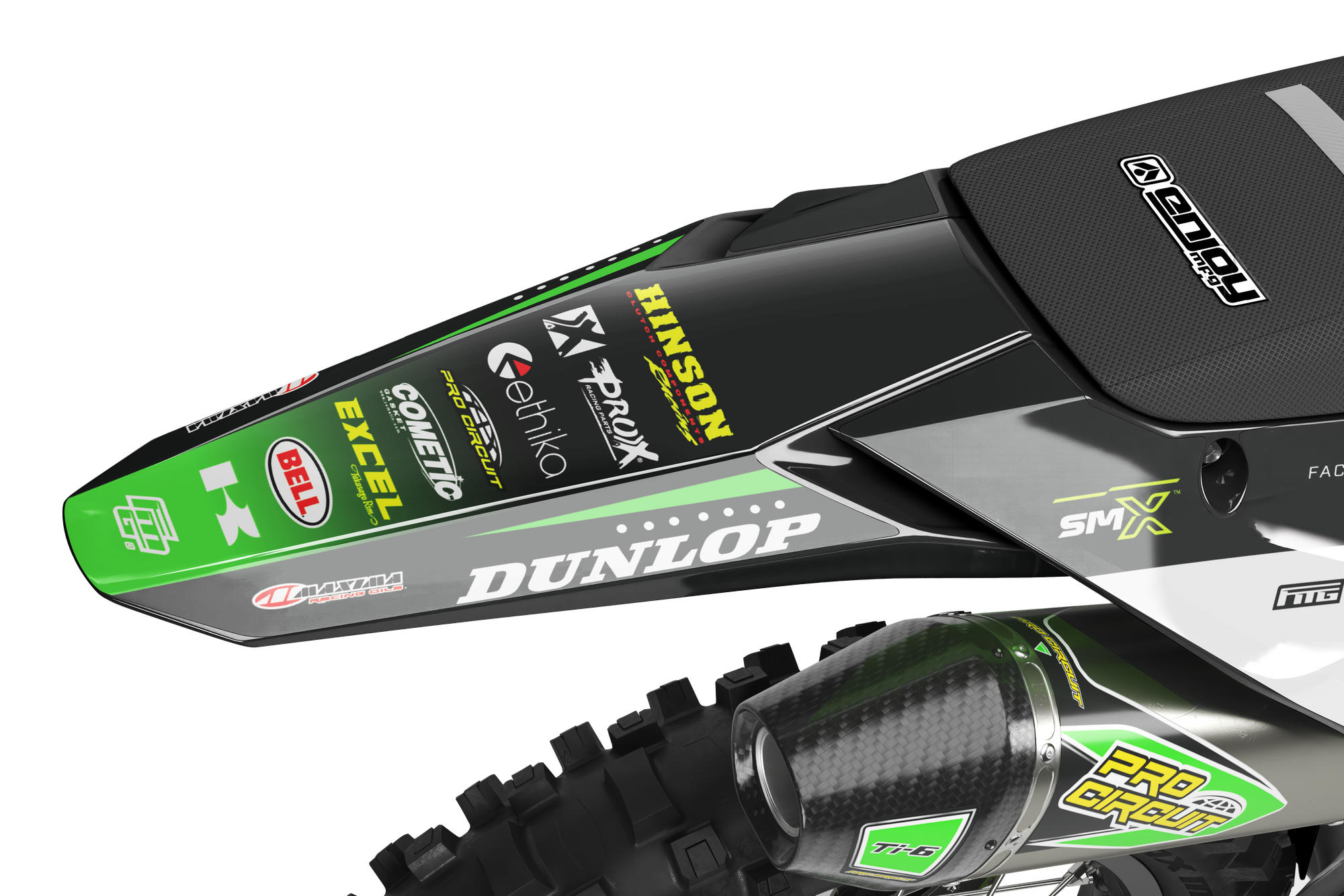 KAWASAKI KXF KX ProCircuit Black & Green Team GRAPHICS KIT FACTORY MOTOCROSS GRAPHICS