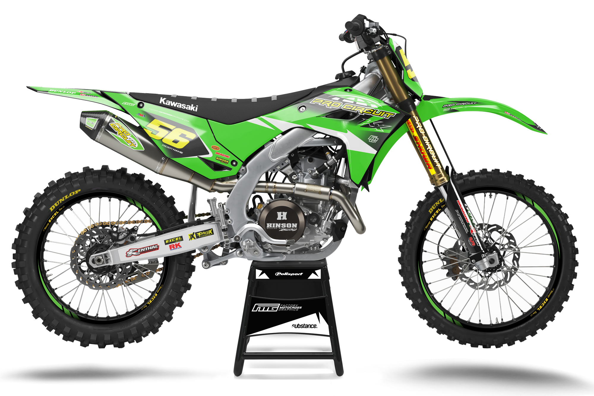 KAWASAKI KXF KX ProCircuit Green Team GRAPHICS KIT FACTORY MOTOCROSS GRAPHICS