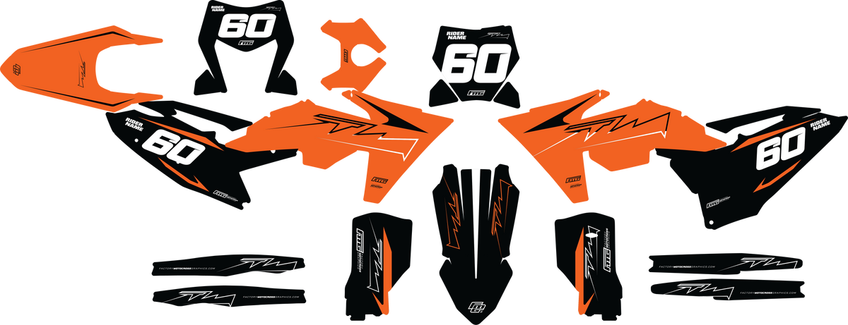 Fits KTM Arcanine Orange &amp; Black Graphics Kit.